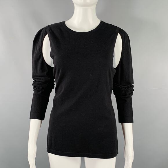 HELMUT LANG Size L Black Cut Out Crew Neck Pullover - Picture 1 of 7